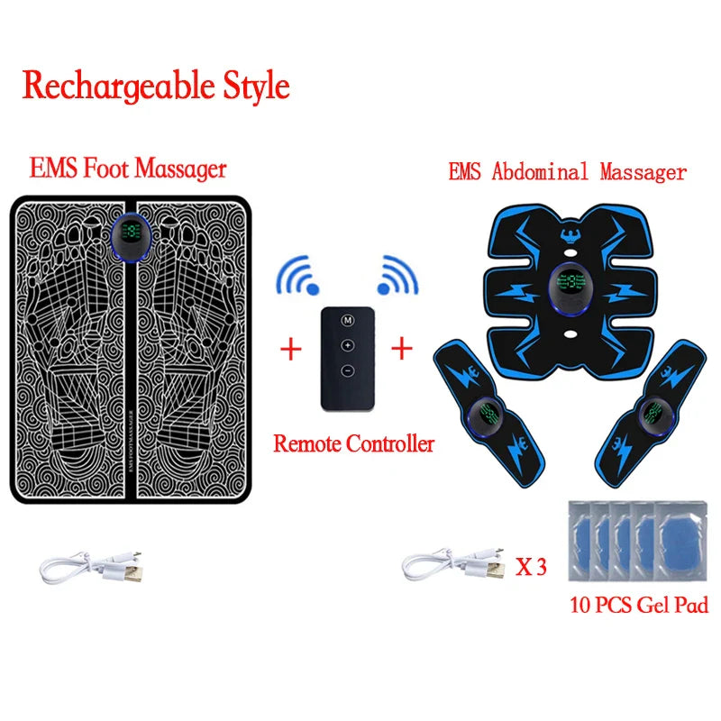 Remote EMS Foot Massager Pad Portable