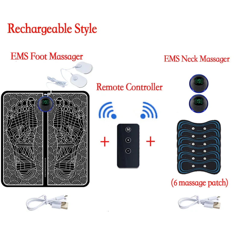 Remote EMS Foot Massager Pad Portable